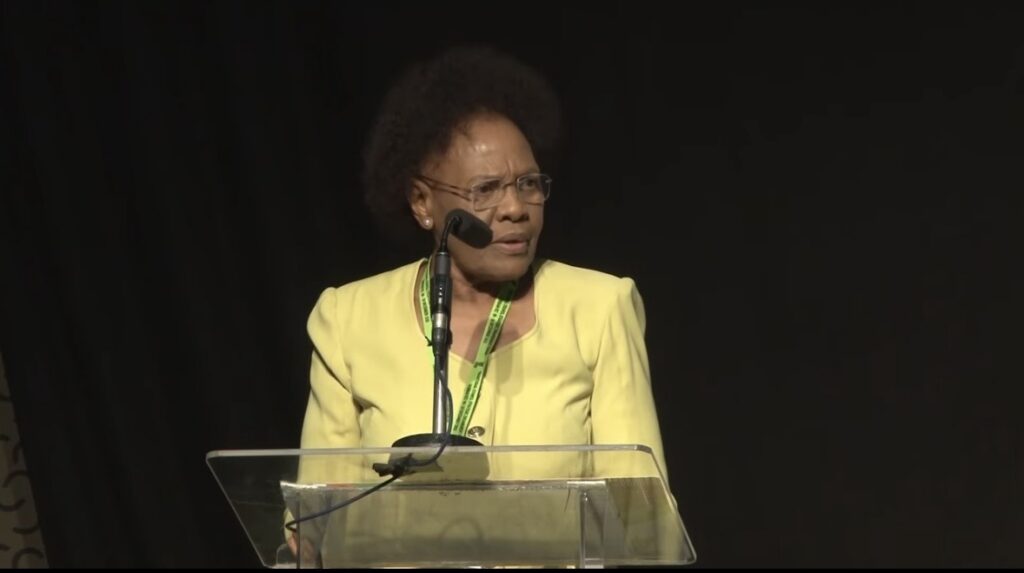 Advocate Zama delivering an address