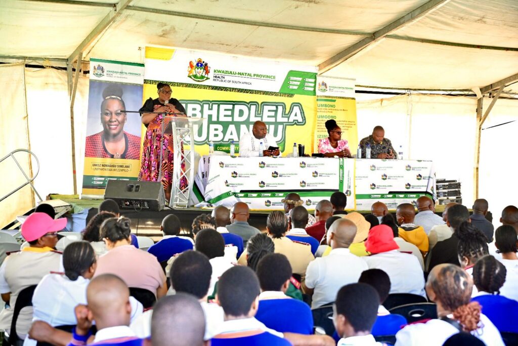 Nomagugu Simelane addressing a crowd