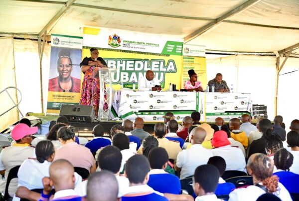 Nomagugu Simelane addressing a crowd