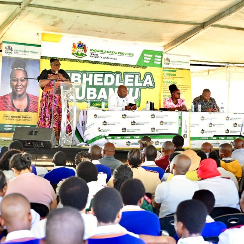 Nomagugu Simelane addressing a crowd